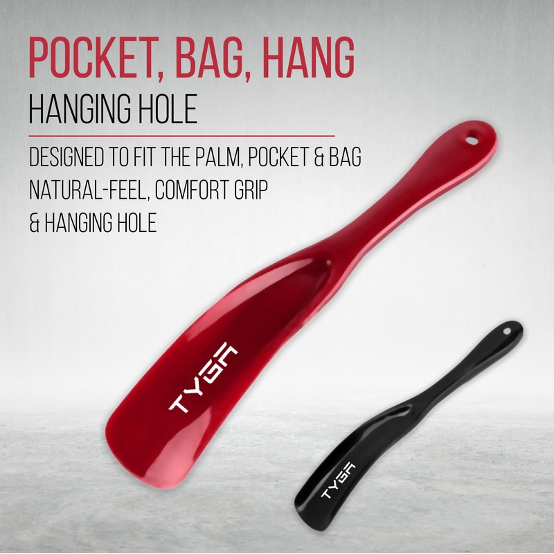 TYGA Shoe Horns, Snap-Proof, Flexible Strong Plastic (19cm) (2pk) (Black,