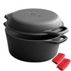 EDGING CASTING 2-in-1 Pre-Seasoned Cast Iron Dutch Oven Pot with