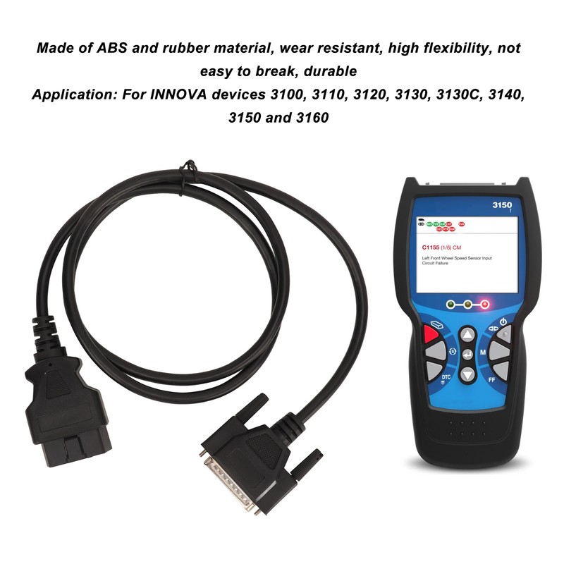 OBDII Diagnostic Cable 12V High Flexibility Code Reader Cable for