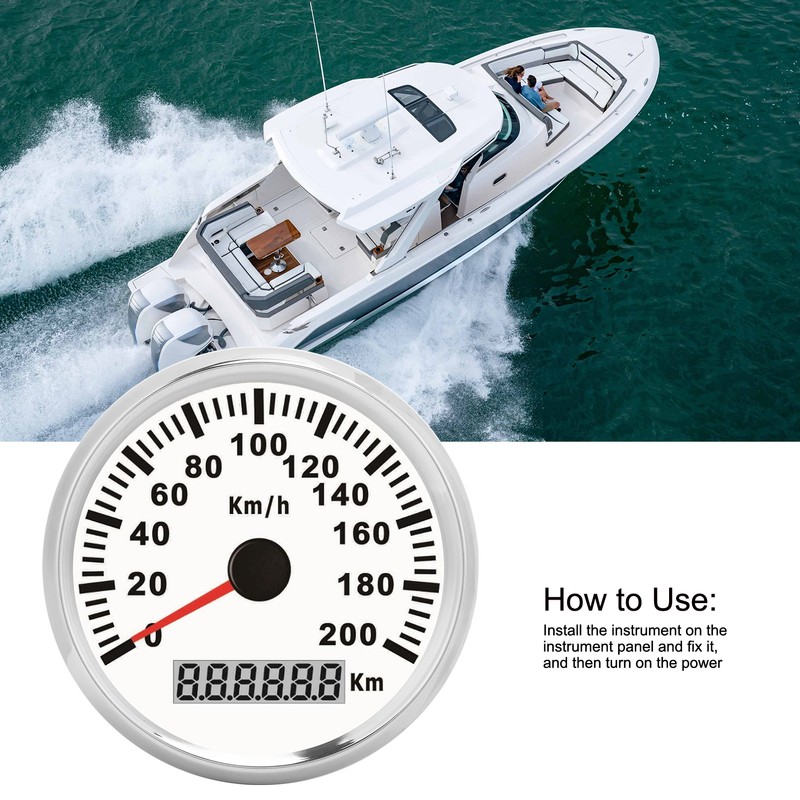 3‑3/8in Speed Gauge GPS 200km/h 12V/24V for Ship Yacht Motorcycle