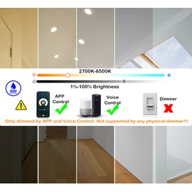 CLOUDY BAY [4 Pack] 6 inch Gimbal Smart WiFi LED Recessed Lights,RGBCW Color Changing,Compatible with Alexa and Google Home Assistant,No Hub Required,15W 2700K-6500K, IC Rated