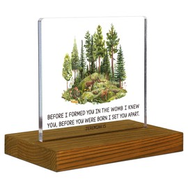 Jeremiah 1:5 Sign, Nursery Bible Verse Sign, Nursery Scripture Plaque, Religious Nursery Plaque, Christian Baby Room Decor, Acrylic Desk Decor Sign with Wood Stand - FSA067