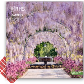 Royal Horticultural Society Gardens Calendar 2025 RHS Square Flowers Nature Wall Calendar with Free Organising Stickers (Plastic Free)