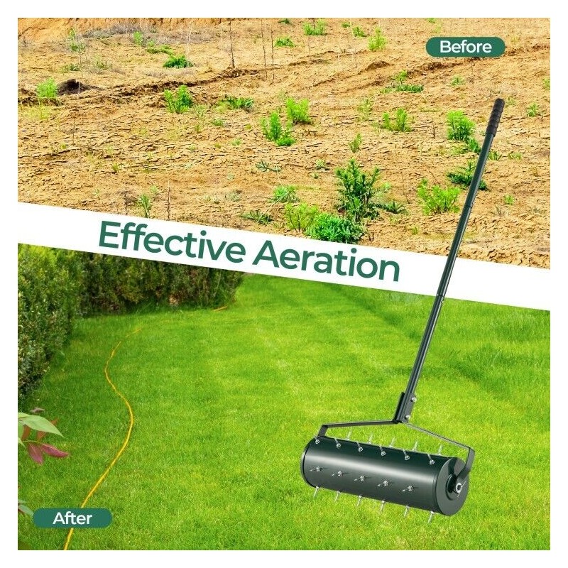 Costway 21" Manual Push Lawn Aerator Garden With Detachable Handle