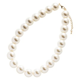 Cream Dot Necklace, Women's Popular, Short, Big Pearl, Large, Large Ball, Graduation Ceremony, Kindergarten Entrance Ceremony, Graduation Ceremony, Graduation, Metal