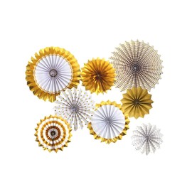 SD SPARKLING DREAM Gold Paper Fan Paper Flowers Decorations Paper Garlands Party Decoration for Birthday/Wedding/Graduation/Events, Set of 8