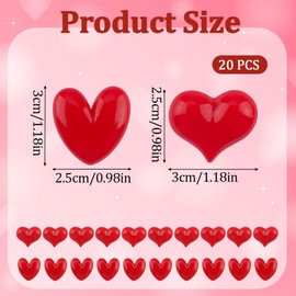 WANDIC 20 PCS Red Heart Metal Pins, 2 Styles Valentine's Day Brooch Vintage Love Heart Pin with Butterfly Clasp for Wedding Daily Wear Bag Decoration