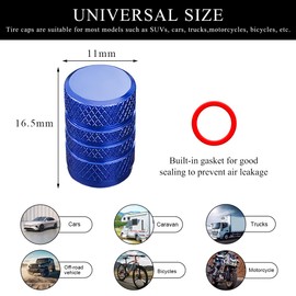 Yourkar 5 PCS Tire Valve Stem Caps, Aluminum Leak-Proof Tyre Valve Cap Replacements, Valve Stem Caps for Most Cars, Trucks, Motorcycles, Bicycles, Universal Car Accessories (Blue)