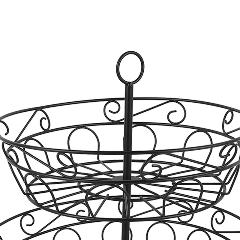 Fruit Basket Black Iron European Style Double Layer Fruit Storage