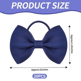 20 Pieces Of Navy Blue Bow Hair Ties, Children'S Hair Ties, Girls' Hair Accessories, Elastic Hair Ties, Hair Accessories, School Hair Accessories