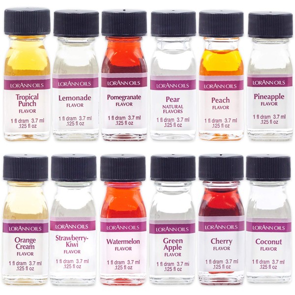 LorAnn SS Pack #2 of 12 Fruity & more Flavors in 1 dram bottles (.0125 fl oz - 3.7ml) bottles