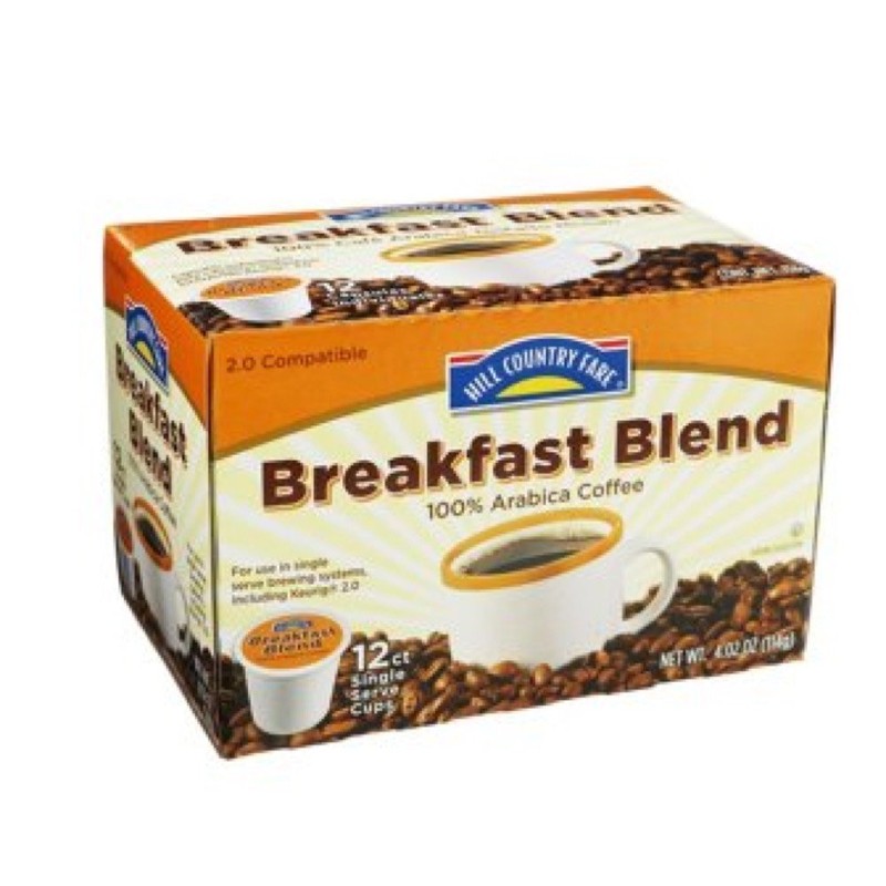 Hill Country Fare Breakfast Blend Single Serve Coffee Cups, 12
