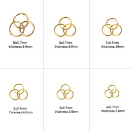 Chstarina 1100 Pieces Jump Rings Open, 4 mm 5 mm 6 mm 7 mm 8 mm 10 mm Open Rings Jumping Split Rings Metal Chain Rings Connecting Rings for Jewellery Making, Necklace, Bracelet, Jewellery Accessories