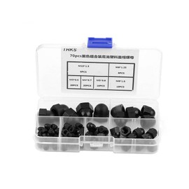 Haosie 70PCS Dome Nut, Acorn Dome Cap Nut, Hex Caps Nut, M3/M4/M5/M6/M8/M10, for Protecting Hex Screws Bolts (Black)