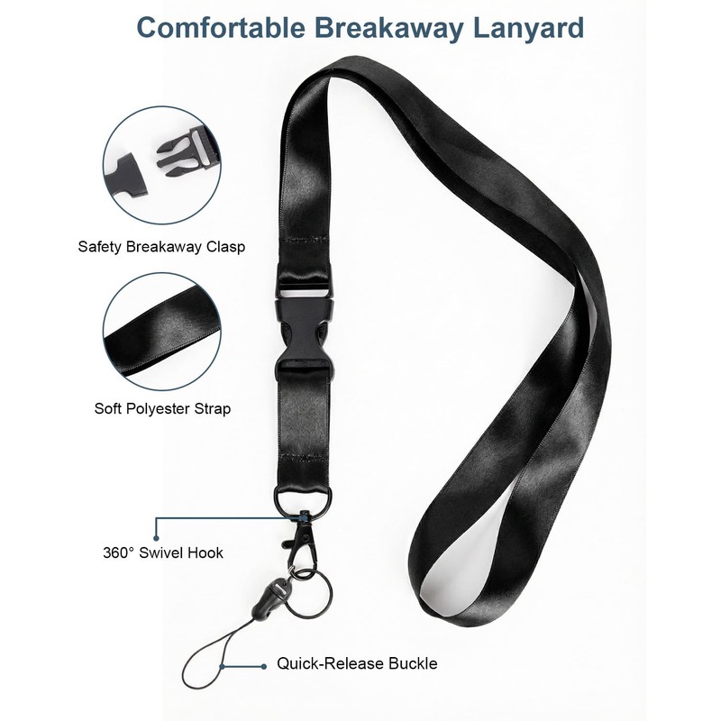 Retractable ID Badge Holder with Breakaway Lanyard and Clip, Faux