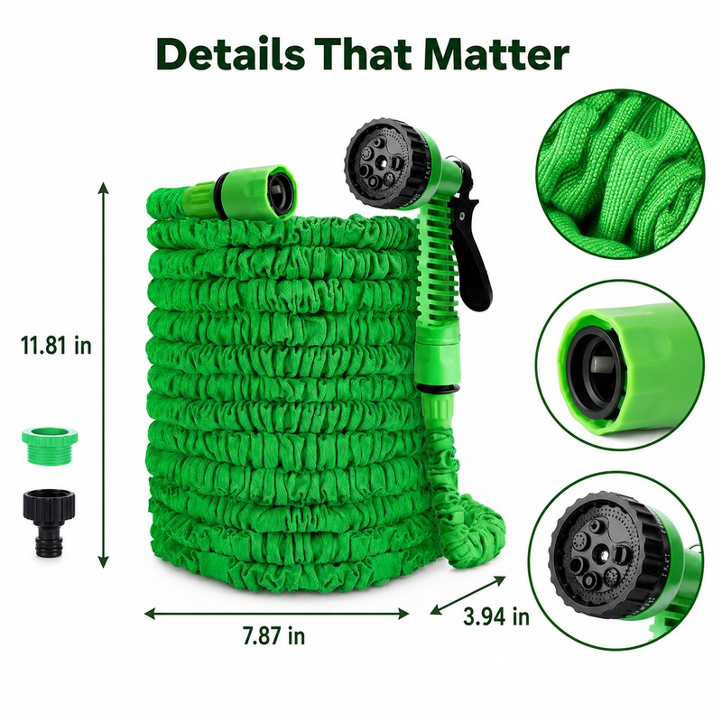 Expandable Garden Hose for Watering & Outdoor Cleaning - Lightweight
