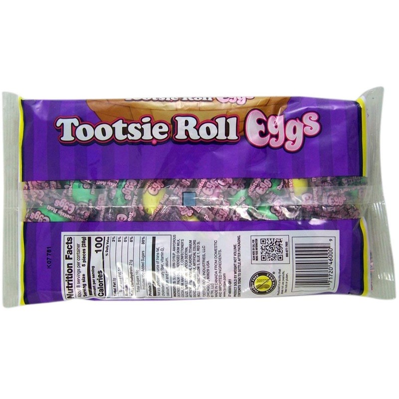 Individually Wrapped Tootsie Roll Candy Eggs, Easter Basket Stuffers, 7.5