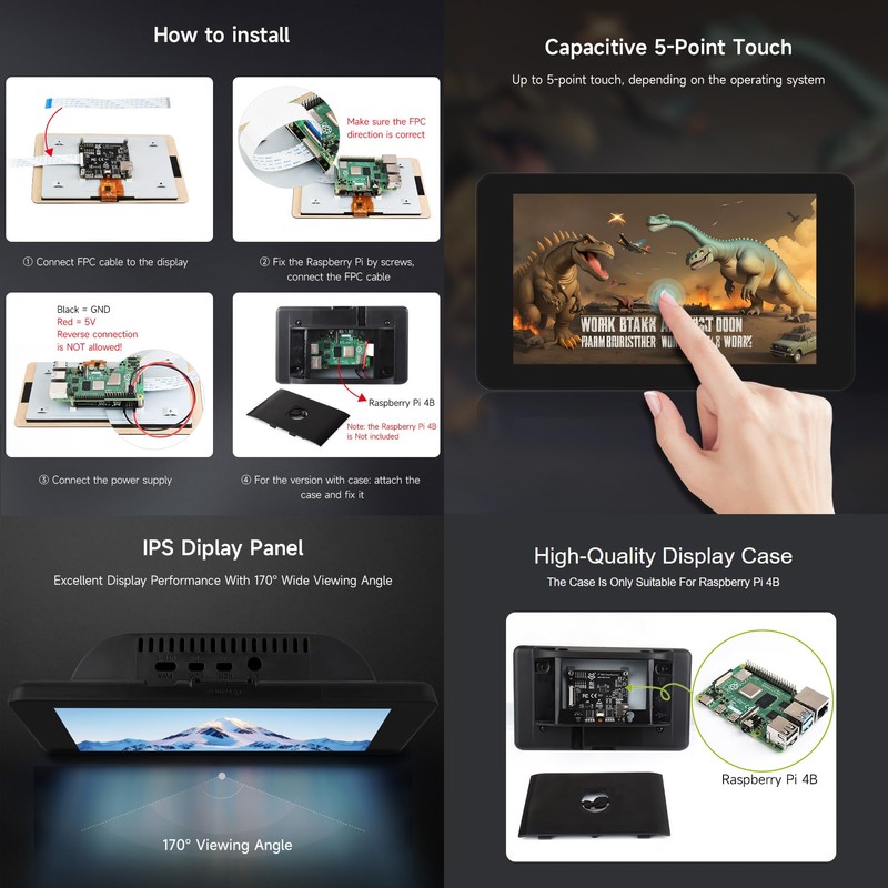 LUCKFOX Raspberry Pi Screen 7 Inch DSI Touch Screen for