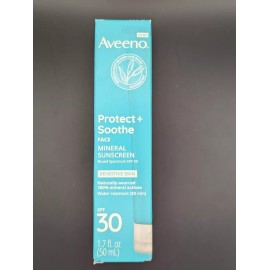 Aveeno Protect + Soothe Face Mineral Sunscreen Broad Spectrum SPF 30 Free Ship!