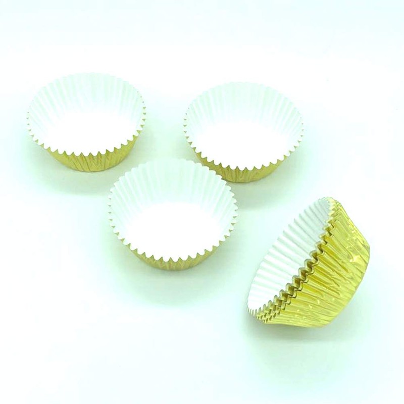 Huaswan Gold Foil Cupcake Liners Standard Paper Baking Cups for
