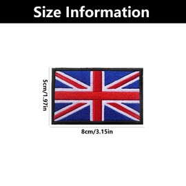 2 PCS Union Jack Patch, Union Jack Badge, United Kingdom Flag Patch, British Union Jack Embroidered Flag, for Jackets, Backpacks, Hats & DIY Craft(8 * 5cm)