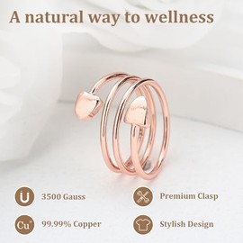 BioMag BioMag Magnetic Copper Rings for Women Men with 3500 Gauss Magnets 99.9% Solid Pure Copper,Adjustable Fingers Ring with Jewelry Box (Heart Shape-Rosegold)
