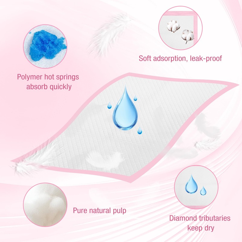 Cabaubl 100 Pack Disposable Changing Pads, 13 x18 in Baby