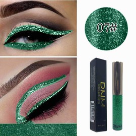 Edanta Glitter Liquid Eyeliner Shimmer Eye Liner Colorful Eye Makeup Metallic Eyeliner Cosmetics Make Up for Parties Cosplay Eye Makeup Pack of 1 (Green 7#)