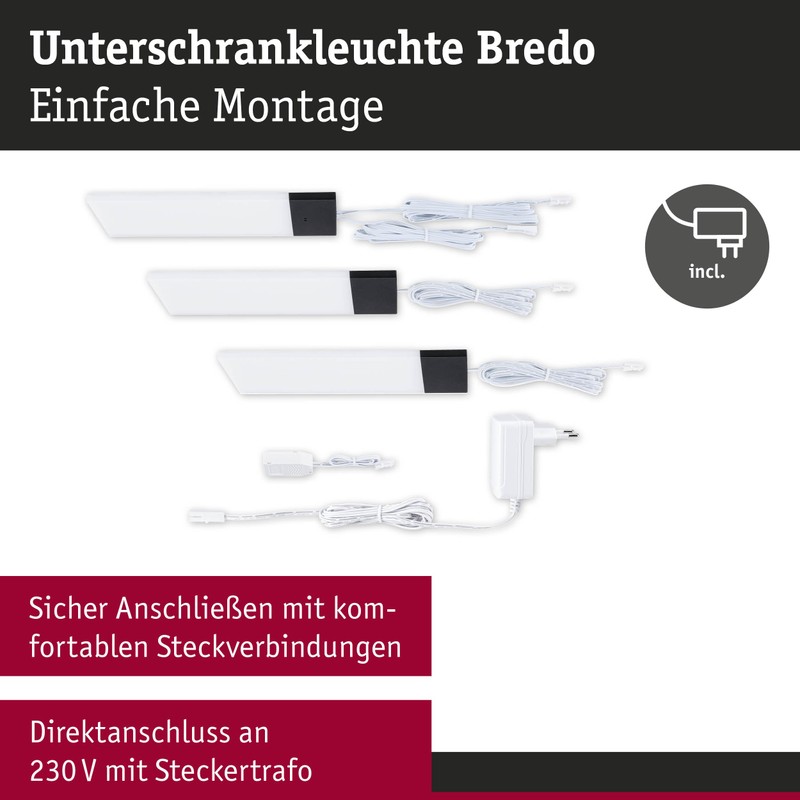 Paulmann Bredo 92123 LED Under Cabinet Light Including Proximity Sensor