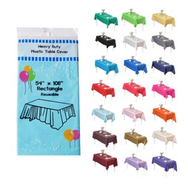 Evershine 6 Pack 54 x 108 Inch Plastic Table Cover, Aqua Rectangle Disposable Table Covers Plastic Tablecloth