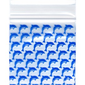 APPLE Baggies 2020 Apple 100 Mini ZIPPER Bags PRINTED 2" X 2" (DOLPHIN)