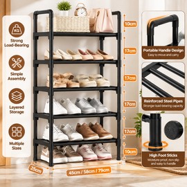 Multi-Layer Shoe Rack for Entryway Storage – Space-Saving Black Shoe Organizer for Apartments, Dorm Rooms & Small Homes