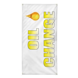 Vertical Vinyl Banner Multiple Sizes Oil Change with Image B Business Outdoor Weatherproof Industrial Yard Signs 10 Grommets 144x60Inches
