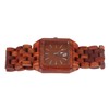 Geometric Dial Sandalwood Watch Calendar Quartz Movement Analog Wristwatch Red