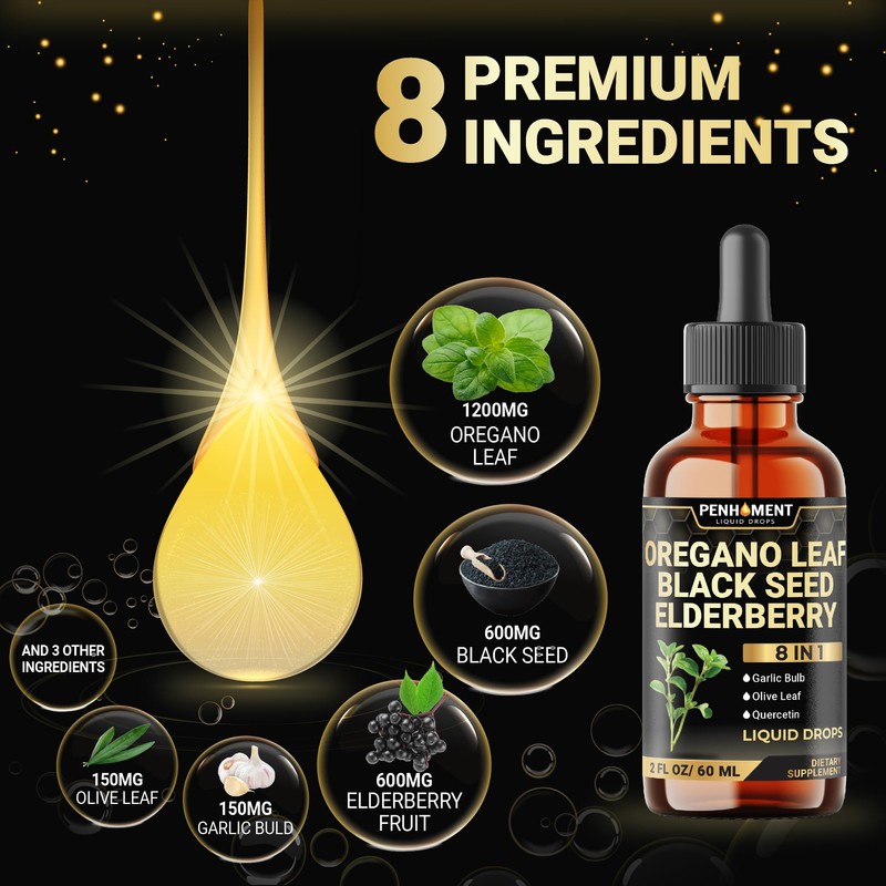 Penhoment 8in1 2900mg Oil of Oregano Drops with Black Seed