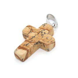 LE SKY 20 Pcs natural stone pendants cross gemstone agate crystal healing charms for jewelry making DIY necklace