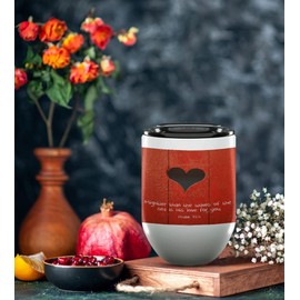 Mightier than the Waves Bible Quotes Stainless Steel Tumbler, 12oz Wine Tumbler & Lid, Christian Gifts for Women, Faith Based Gifts, BFF Gift for Mom, Spill Proof Wine Cup, Tumblers for Women