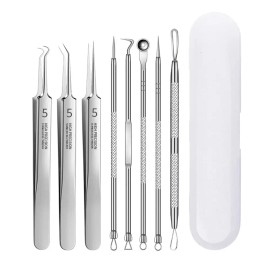 피지제거기 블랙헤드 8종세트 압출핀셋 Blackhead Remover 8-Piece Set Pore Extractor Kit