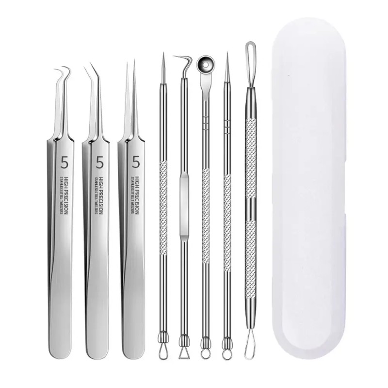 피지제거기 블랙헤드 8종세트 압출핀셋 Blackhead Remover 8-Piece Set Pore Extractor