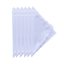 Deeorla White Embroidered Scalloped Handkerchiefs Cotton Wedding Handkerchief Hankies 6 PCS