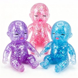 3PCS Baby Squishy Glittery, Slow Rising Squishy, 4" Soft Squeezable Fidget Toy, Desk Decor & Anxiety Relief, Ideal for Birthday Gifts, Party Favors, Classroom Prizes, Easter Basket Stuffers