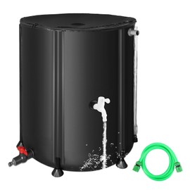 FAMIROSA 50 Gallon / 200L Collapsible Rain Barrel, Foldable PVC Rain Barrels to Collect Rainwater from Gutter, Portable Water Storage Tank Container with Hose Spigot, Water Catcher Collector Black