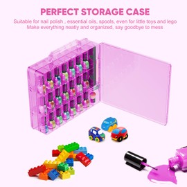 JIASHENG JIASHENG Nail Polish Organizer Case for 48 Bottles, Gel Nail Polish Storage Holder Double Side Adjustable Space Divider for Acrylic Nail Gel Dip Powder Tips Set with Two Toe Separator, Pink