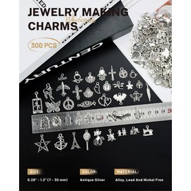 JIALEEY 300 piezas al por mayor lote de joyería para hacer abalorios mezclados de aleación de plata tibetana suave para hacer joyas y manualidades, estilo B