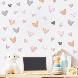 Heart Wall Stickers for Girls Room Cute Love Heart Wall Decal Peel and Stick Vinyl Stickers DIY Decorations for Bedroom Nursery Living Room 6 Sheets