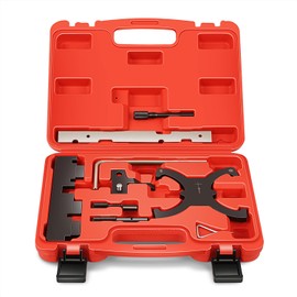 DNA MOTORING 9pcs Engine Timing Tool, Engine Camshaft Belt Timing Locking Tools Set Compatible with Ford Focus Fiesta 1.6 VCT Engine, red, TOOLS-00580