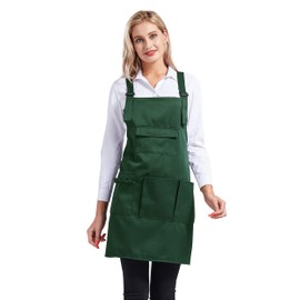 Nanxson Adjustable Women Bib Apron Multi Function Professional Salon Stylist Work Apron with Tool Pockets CF3010 darkgreen
