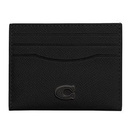Coach Flat Card Case in Crossgrain Leather, Black, One Size
