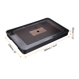 HARFINGTON Bamboo Chinese Gong Fu Tea Tray 14.4" Traditional Carving Tea Tray Bamboo Tea Table Furniture Vintage Tea with Water Storage Box for Drinking Tea Brown Black