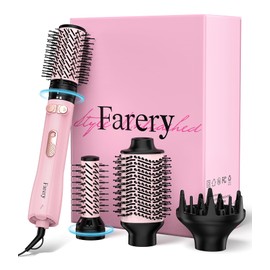 Farery 4-in-1 Rotating Blow Dryer Brush Set | Oval Volumizing Barrel, 1.5" & 2" Rotating Brushes, and Diffuser | All-in-One Hot Air Brush for Fast Drying, Volumizing, and Smoothing